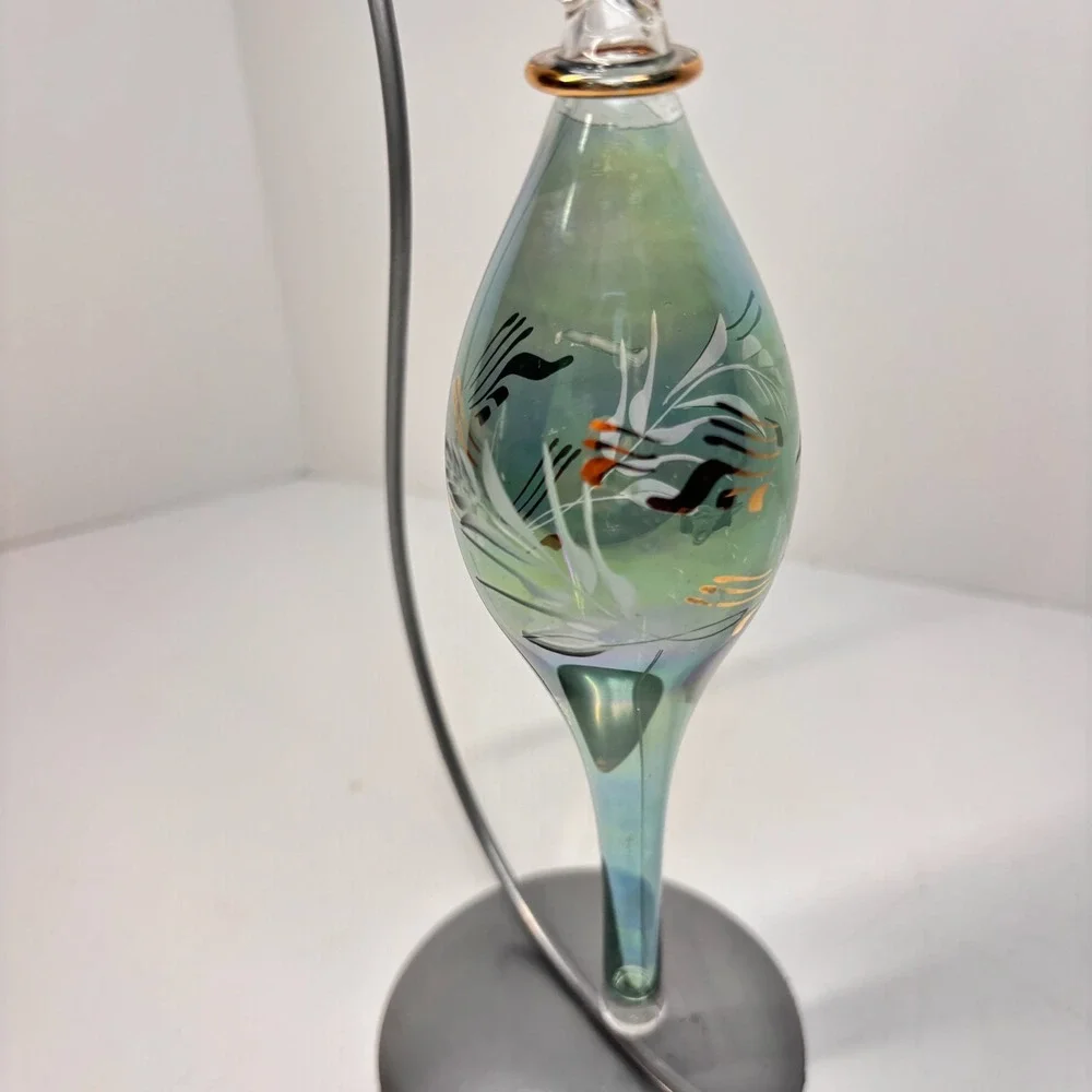 VTG Egyptian Hand Blown Fancy 24K Gold Etched Glass Christmas Ornament  8
